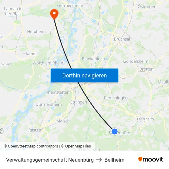 Verwaltungsgemeinschaft Neuenbürg to Bellheim map