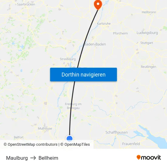 Maulburg to Bellheim map