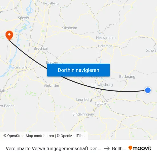 Vereinbarte Verwaltungsgemeinschaft Der Stadt Welzheim to Bellheim map