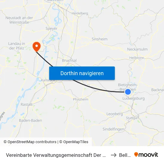 Vereinbarte Verwaltungsgemeinschaft Der Stadt Bietigheim-Bissingen to Bellheim map