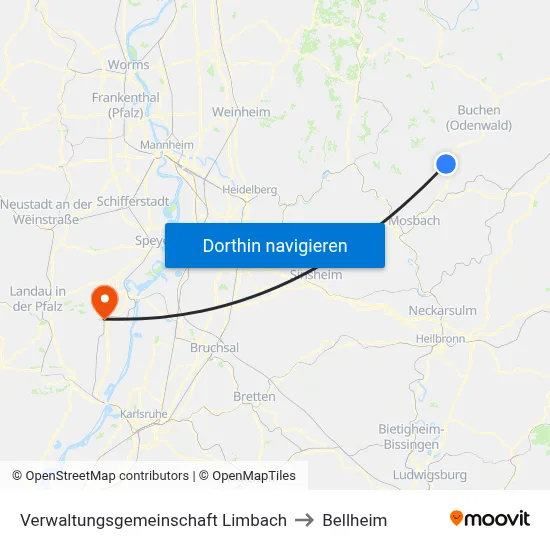 Verwaltungsgemeinschaft Limbach to Bellheim map