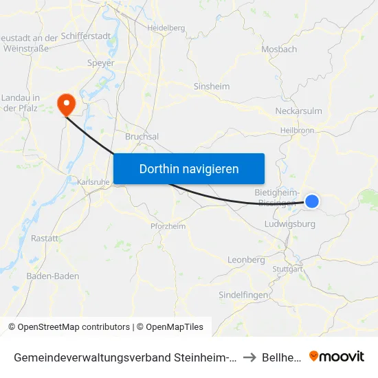 Gemeindeverwaltungsverband Steinheim-Murr to Bellheim map