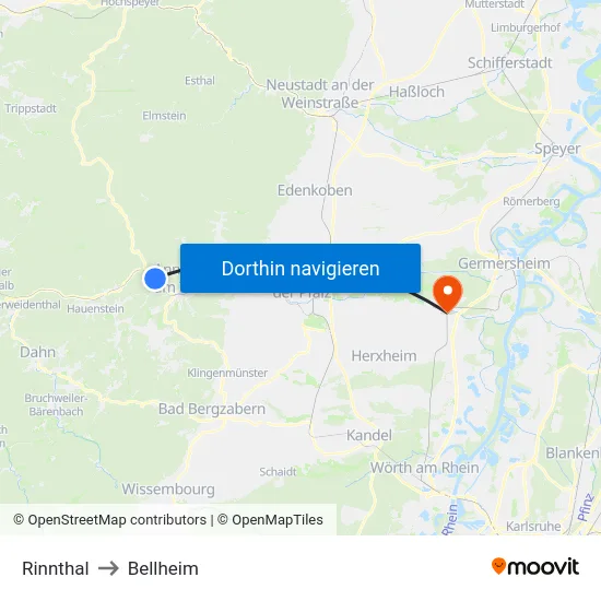 Rinnthal to Bellheim map