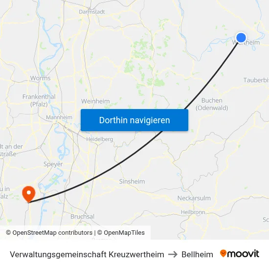 Verwaltungsgemeinschaft Kreuzwertheim to Bellheim map