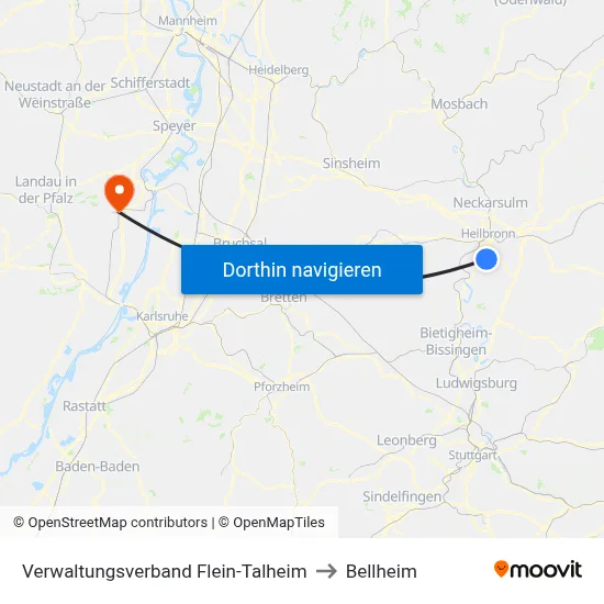 Verwaltungsverband Flein-Talheim to Bellheim map