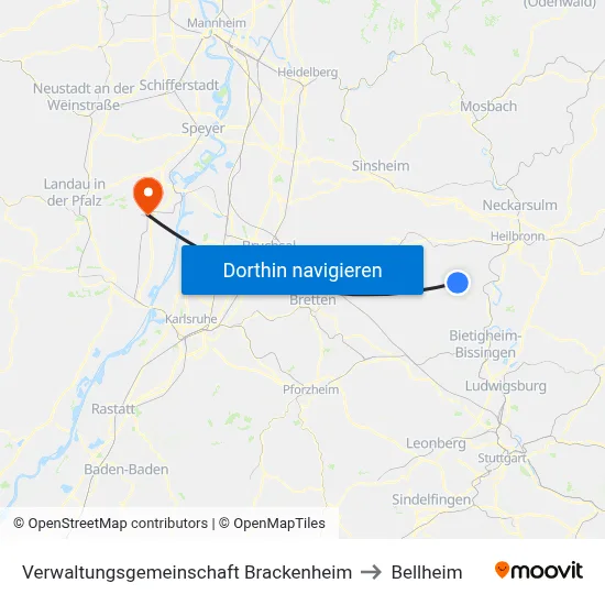 Verwaltungsgemeinschaft Brackenheim to Bellheim map