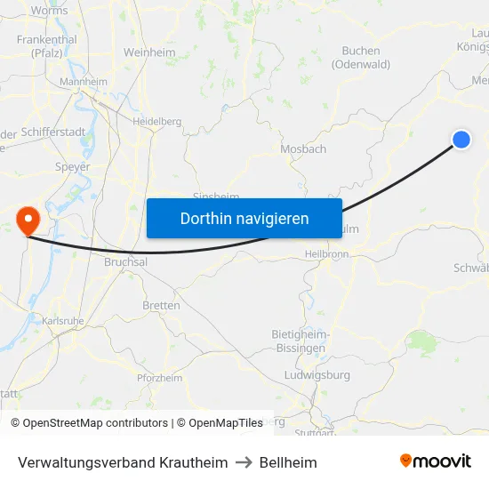 Verwaltungsverband Krautheim to Bellheim map
