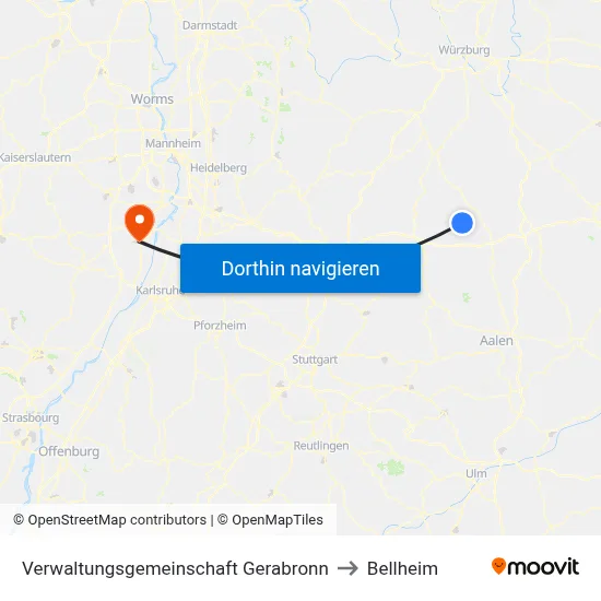 Verwaltungsgemeinschaft Gerabronn to Bellheim map