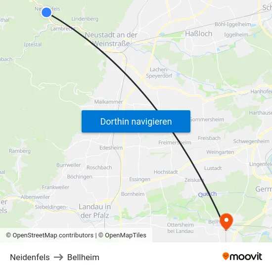 Neidenfels to Bellheim map