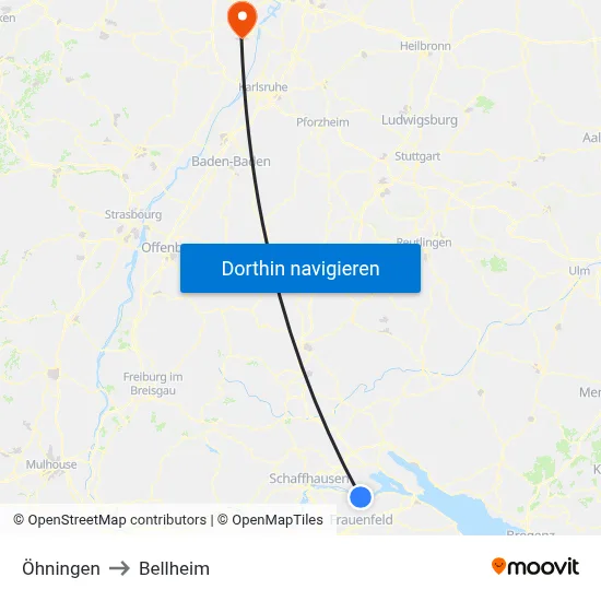 Öhningen to Bellheim map