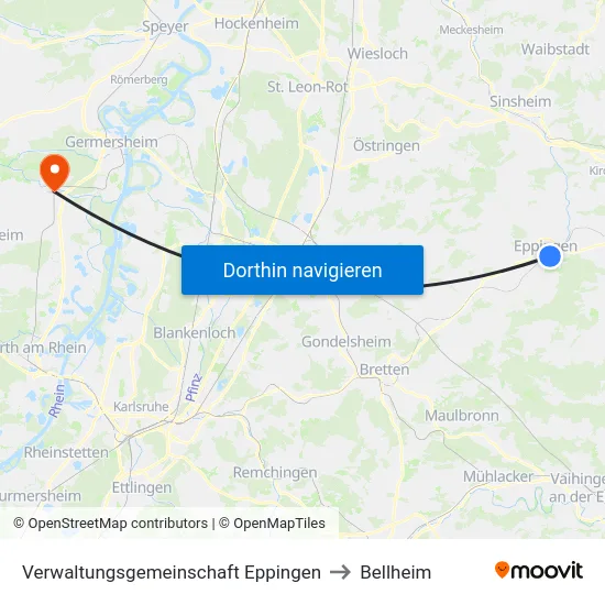 Verwaltungsgemeinschaft Eppingen to Bellheim map