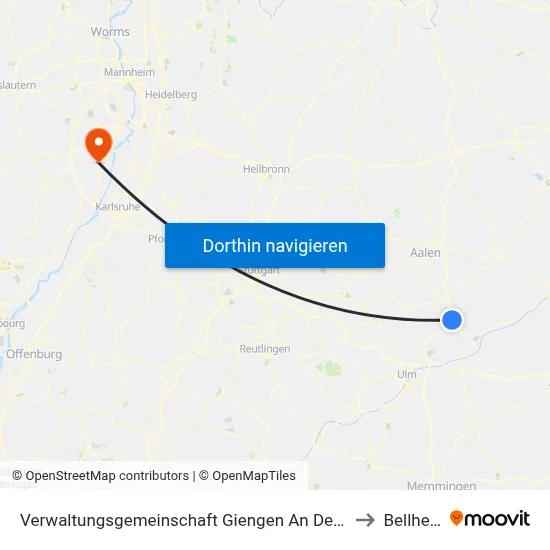 Verwaltungsgemeinschaft Giengen An Der Brenz to Bellheim map