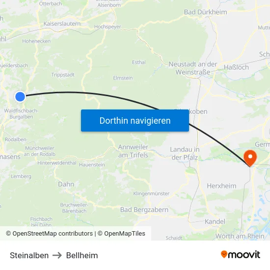 Steinalben to Bellheim map