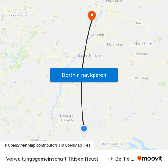 Verwaltungsgemeinschaft Titisee-Neustadt to Bellheim map