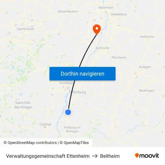 Verwaltungsgemeinschaft Ettenheim to Bellheim map