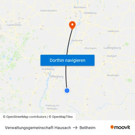 Verwaltungsgemeinschaft Hausach to Bellheim map