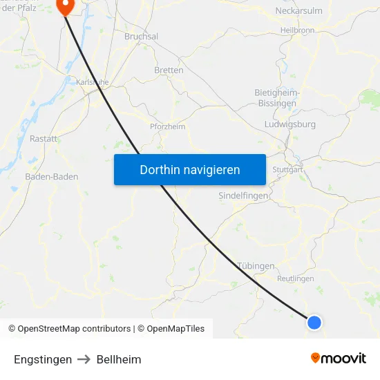 Engstingen to Bellheim map