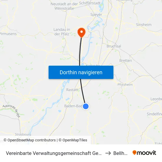 Vereinbarte Verwaltungsgemeinschaft Gernsbach to Bellheim map