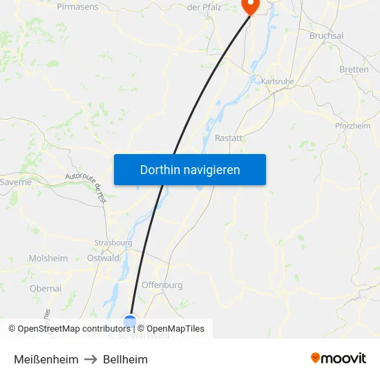 Meißenheim to Bellheim map