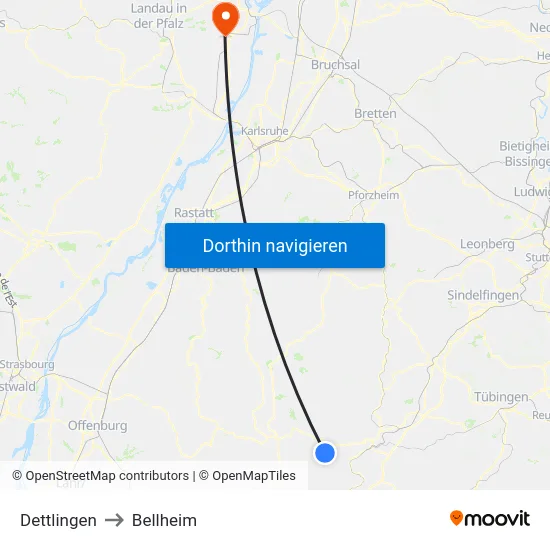 Dettlingen to Bellheim map