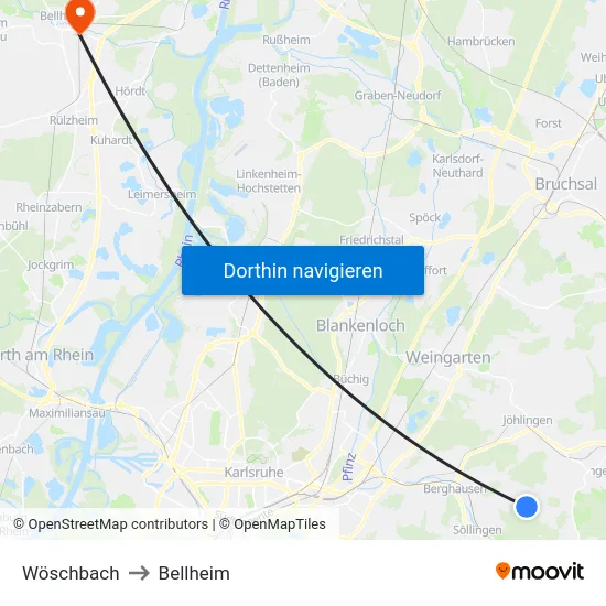 Wöschbach to Bellheim map