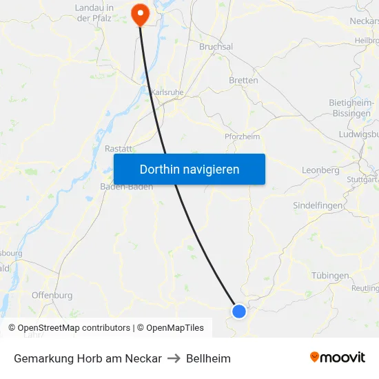 Gemarkung Horb am Neckar to Bellheim map