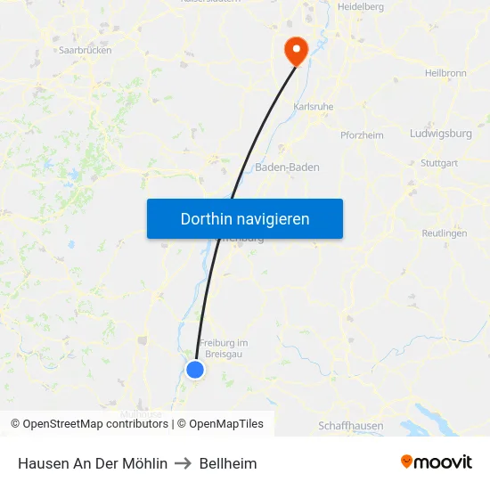 Hausen An Der Möhlin to Bellheim map