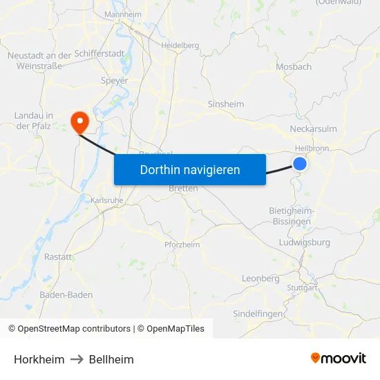 Horkheim to Bellheim map