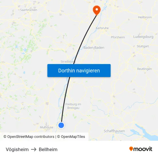 Vögisheim to Bellheim map