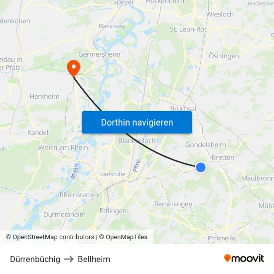 Dürrenbüchig to Bellheim map