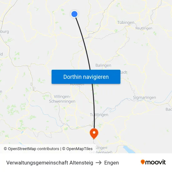 Verwaltungsgemeinschaft Altensteig to Engen map