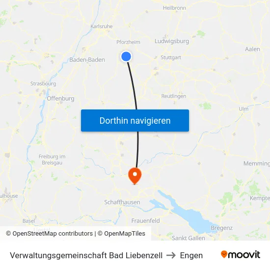 Verwaltungsgemeinschaft Bad Liebenzell to Engen map