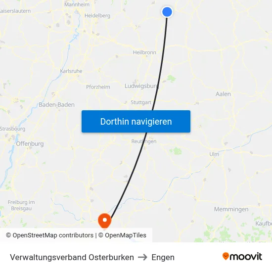Verwaltungsverband Osterburken to Engen map