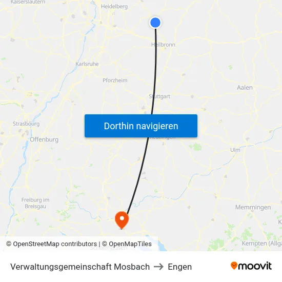 Verwaltungsgemeinschaft Mosbach to Engen map