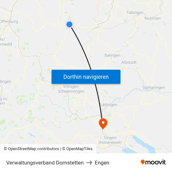 Verwaltungsverband Dornstetten to Engen map