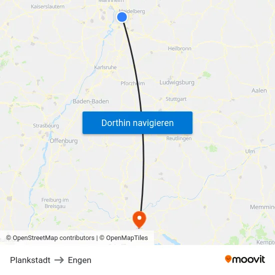 Plankstadt to Engen map