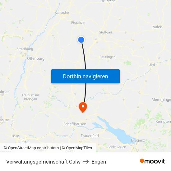 Verwaltungsgemeinschaft Calw to Engen map