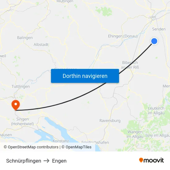 Schnürpflingen to Engen map