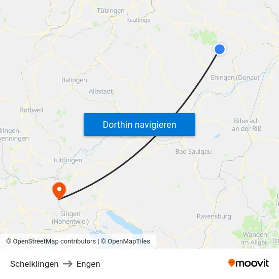Schelklingen to Engen map