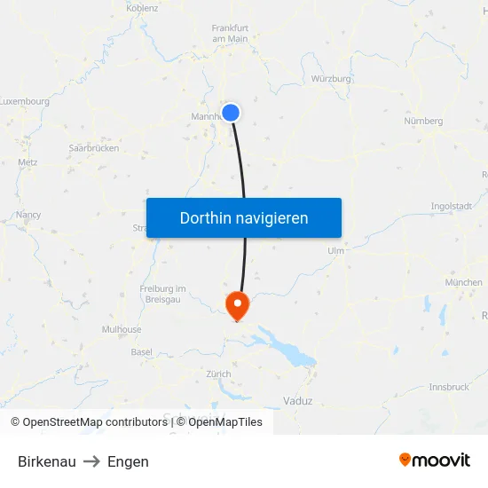 Birkenau to Engen map