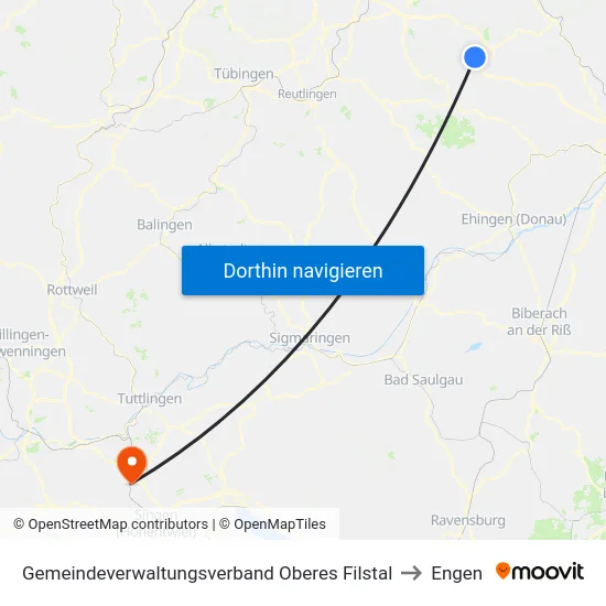 Gemeindeverwaltungsverband Oberes Filstal to Engen map