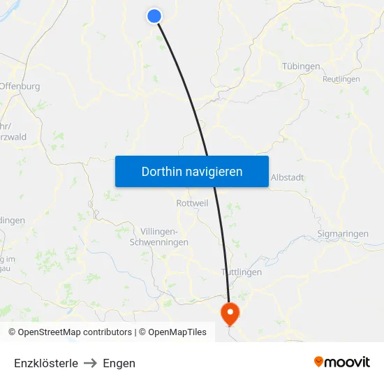 Enzklösterle to Engen map