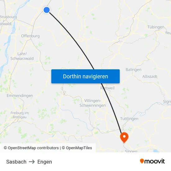 Sasbach to Engen map