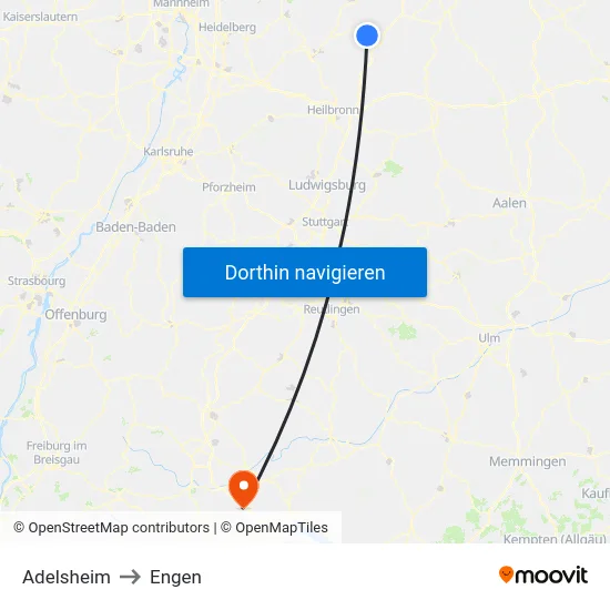 Adelsheim to Engen map