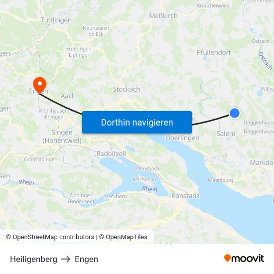 Heiligenberg to Engen map