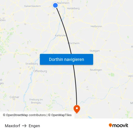 Maxdorf to Engen map