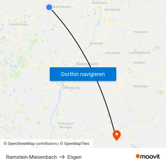 Ramstein-Miesenbach to Engen map