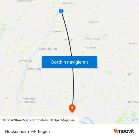 Hockenheim to Engen map