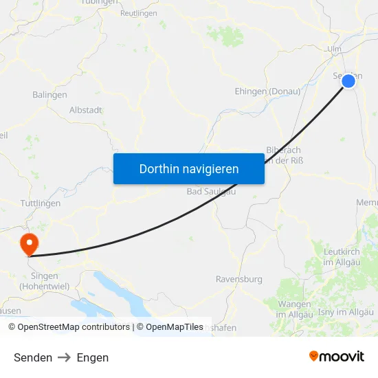 Senden to Engen map