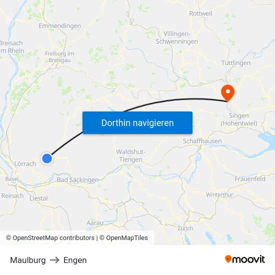 Maulburg to Engen map
